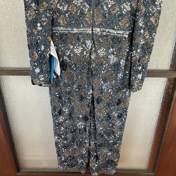 Mac Duggal GEO EMBELLISHED MIDI SHEATH DRESS in charcoal size 6 NEW. $498 - Picture 13 of 14